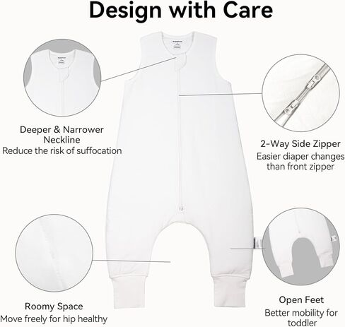 BubblePanda Modal Toddler Sleep Sack with Feet 2t-3t Months 1.0 Tog Super Soft Sleep Bag Walker with Legs for Babies 2-Way Zipper Baby Wearable Blanket in Kuwait