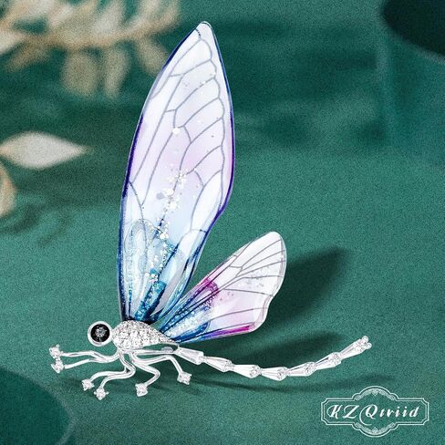 Brooches For Women,14k Gold Plated Copper,Cubic Zirconia Green Dragonfly Brooch Pins For Women ，Cubic Zirconia Broach，Dragonfly Broach in Saudi Arabia