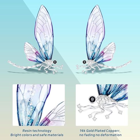 Brooches For Women,14k Gold Plated Copper,Cubic Zirconia Green Dragonfly Brooch Pins For Women ，Cubic Zirconia Broach，Dragonfly Broach in Saudi Arabia