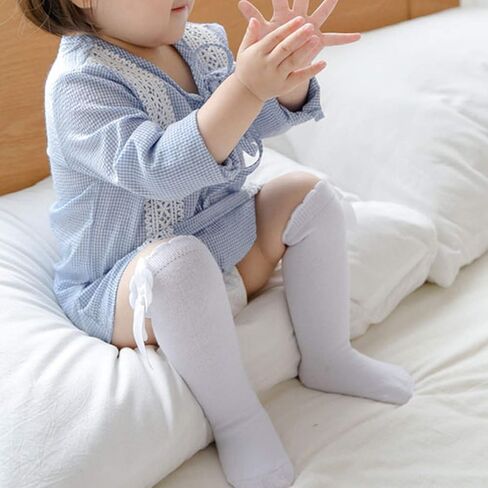 Century Star Baby Girls Bow Knee High Socks Toddlers Ruffled Tube Socks Infant Long Stockings School Uniform Leggings in Saudi Arabia