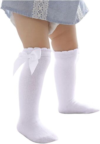 Century Star Baby Girls Bow Knee High Socks Toddlers Ruffled Tube Socks Infant Long Stockings School Uniform Leggings in Saudi Arabia