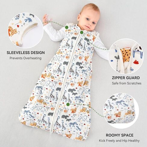 Rayon Made From Bamboo Baby Sleep Sack, SuperSoft 6-12 Months 1.0 Tog Baby Wearable Blanket, Sleeping Sack for Toddler Infant with 2-Way Zipper, Lightweight & Roomy，Green in Saudi Arabia