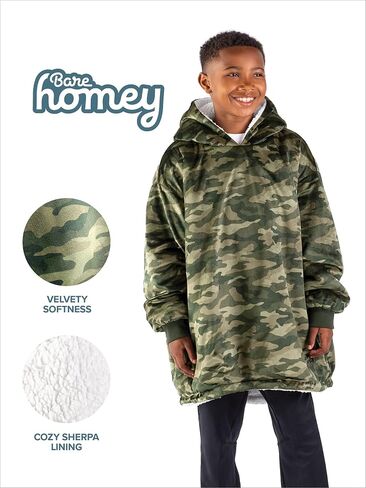Home Bare Bare Blanket B -Cozy Hoodie - Soft Plush Sherpa - بطانية دافئة ودافئة - ذات أحجام بالغ والأطفال. in Kuwait
