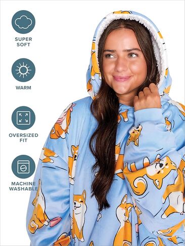 Home Bare Bare Blanket B -Cozy Hoodie - Soft Plush Sherpa - بطانية دافئة ودافئة - ذات أحجام بالغ والأطفال. in Kuwait