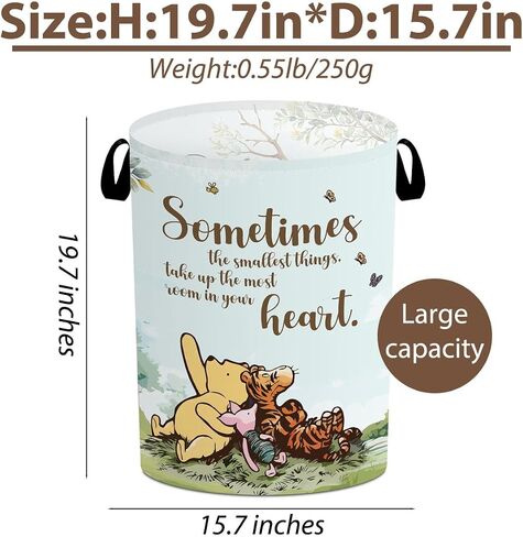 Classic Winnie Storage Basket, Winnie Laundry Hamper, Winnie Nursery Baby Stuff, Pooh Oxford Cloth Hamper With Waterproof Pe Coating, for Boys and Girls Bathroom Bedroom 15.7×19.6 Inch in Saudi Arabia