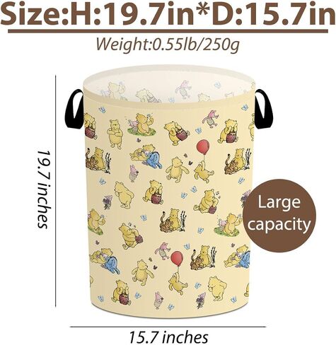 Classic Winnie Storage Basket, Winnie Laundry Hamper, Winnie Nursery Baby Stuff, Pooh Oxford Cloth Hamper With Waterproof Pe Coating, for Boys and Girls Bathroom Bedroom 15.7×19.6 Inch in Saudi Arabia