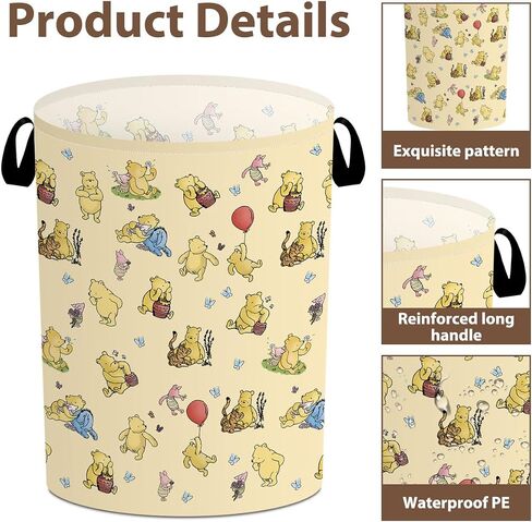 Classic Winnie Storage Basket, Winnie Laundry Hamper, Winnie Nursery Baby Stuff, Pooh Oxford Cloth Hamper With Waterproof Pe Coating, for Boys and Girls Bathroom Bedroom 15.7×19.6 Inch in Saudi Arabia