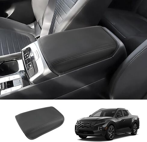 غطاء مسند ذراع Ioniq 5 2022 2023 2024 لسيارة Hyundai Ioniq 5، غطاء وحدة تحكم مركزية مقاوم للماء ووسادة من الجلد لملحقات Ioniq 5 2023 2024 (مبطن باللون الأسود) in Saudi Arabia
