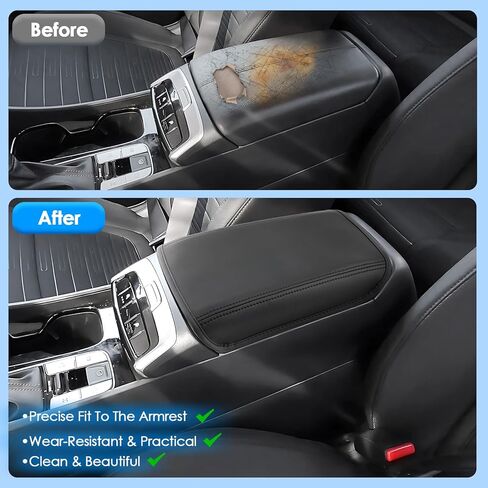 غطاء مسند ذراع Ioniq 5 2022 2023 2024 لسيارة Hyundai Ioniq 5، غطاء وحدة تحكم مركزية مقاوم للماء ووسادة من الجلد لملحقات Ioniq 5 2023 2024 (مبطن باللون الأسود) in Saudi Arabia