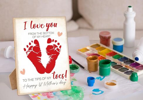 Flower Bouquet Handprint Art Keepsake Making Wooden Sign with Stand 9x12", Mothers Day Crafts for Classroom Family Activities, DIY Crafts Birthday Gifts for Mom Dad Grandma Grandpa Sister Auntie in Saudi Arabia