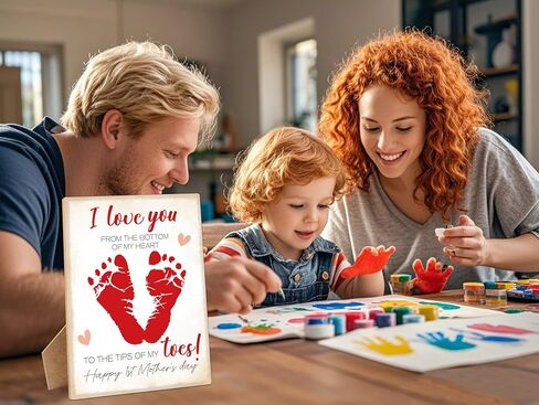 Flower Bouquet Handprint Art Keepsake Making Wooden Sign with Stand 9x12", Mothers Day Crafts for Classroom Family Activities, DIY Crafts Birthday Gifts for Mom Dad Grandma Grandpa Sister Auntie in Saudi Arabia