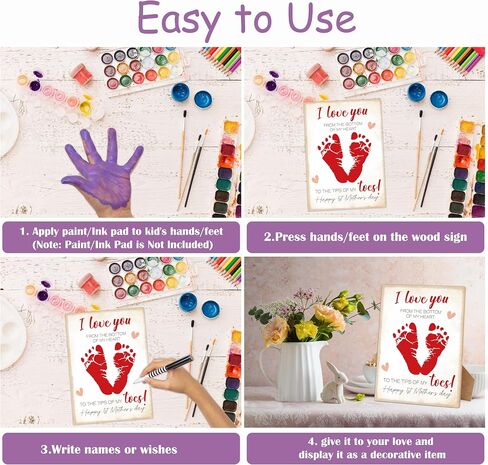 Flower Bouquet Handprint Art Keepsake Making Wooden Sign with Stand 9x12", Mothers Day Crafts for Classroom Family Activities, DIY Crafts Birthday Gifts for Mom Dad Grandma Grandpa Sister Auntie in Saudi Arabia