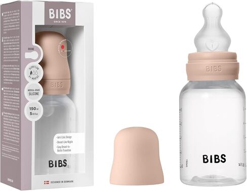 زجاجة Bibs Baby 5 أوقية / 150 مل حلمة سيليكون - مضادة للدورة ، خالية من BPA ، حلمة مستديرة ، تدفق بطيء ، خفيفة الوزن وسهلة التنظيف ، مناسبة للحديدين حديثي الولادة 0+ سنوات - أحمر الخدود in Kuwait
