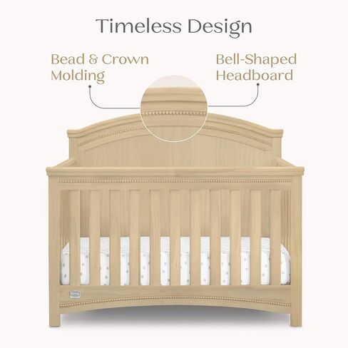 Simmons Kids SlumberTime Emma 4-in-1 Convertible Baby Crib N More - Greenguard Gold Certified, Bianca White in Kuwait