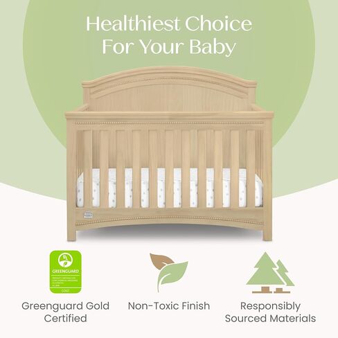 Simmons Kids SlumberTime Emma 4-in-1 Convertible Baby Crib N More - Greenguard Gold Certified, Bianca White in Kuwait