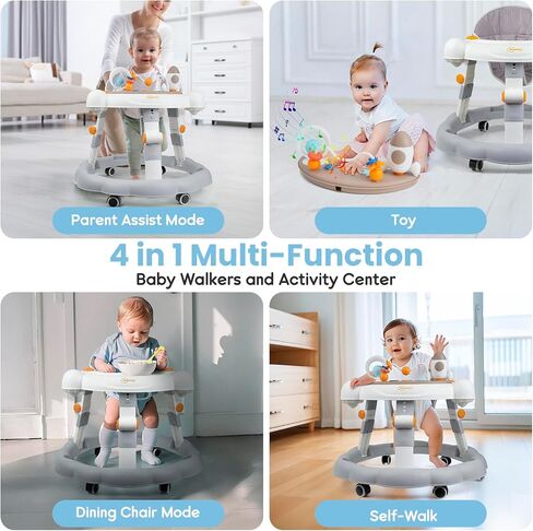 Walker for Baby Boy 7-15 Months, Baby Walkers for Girls Infant Walkers for Babies, Foldable Toddler Walker with Wheels and 8 Adjustable Heights, Baby Activity Center in Kuwait