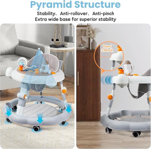 Walker for Baby Boy 7-15 Months, Baby Walkers for Girls Infant Walkers for Babies, Foldable Toddler Walker with Wheels and 8 Adjustable Heights, Baby Activity Center in Kuwait