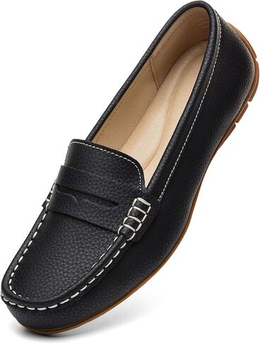 Women's Comfortable & Lightweight Leather Penny Loafers Slip-Ons Cute Business Casual Dress Shoes Work Office Flats Everyday Walking Shoes Driving Mocs for Women in Saudi Arabia