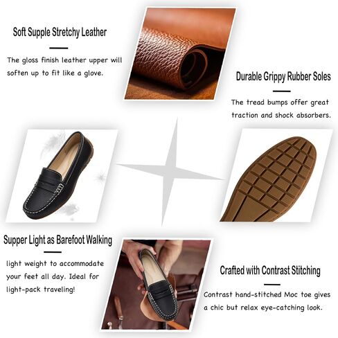 Women's Comfortable & Lightweight Leather Penny Loafers Slip-Ons Cute Business Casual Dress Shoes Work Office Flats Everyday Walking Shoes Driving Mocs for Women in Saudi Arabia