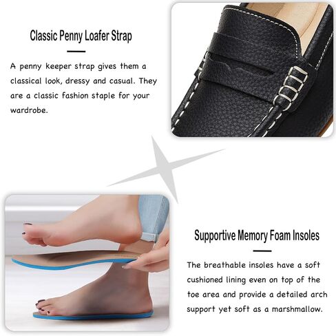 Women's Comfortable & Lightweight Leather Penny Loafers Slip-Ons Cute Business Casual Dress Shoes Work Office Flats Everyday Walking Shoes Driving Mocs for Women in Saudi Arabia