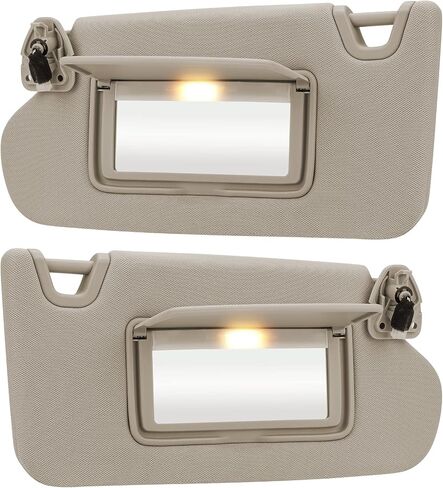 Gray Driver Left + Passenger Right Side Sun Visor Replacement with Led Light Compatible with 2013 2014 2015 2016 2017 2018 Nissan Altima without Sunroof Replace 96400-3TA2A & 96401-3TA2A in Saudi Arabia