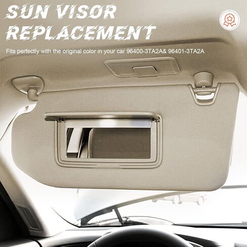 Gray Driver Left + Passenger Right Side Sun Visor Replacement with Led Light Compatible with 2013 2014 2015 2016 2017 2018 Nissan Altima without Sunroof Replace 96400-3TA2A & 96401-3TA2A in Saudi Arabia