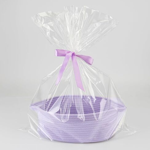Baby Gifts Basket Empty with Gifts Bag and Ribbon12"x8"x5" Gift Baskets to Fill Easter Baskets Birthday Baskets Small Woven Cotton Rope Basket Baby Toy Baske(pink, regular) in Saudi Arabia