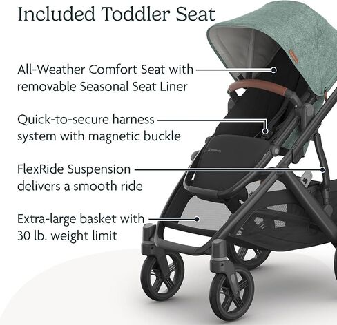 UPPAbaby Vista V3 Stroller + Bassinet V3 - Convertible Single-to-Double Stroller System- Bassinet, Toddler Seat, Bug Shield, Rain Shield Included - Theo (Dark Taupe/Silver Frame/Chestnut Leather) in Saudi Arabia