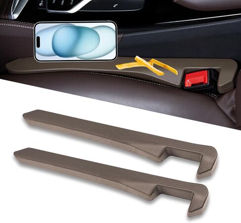 Leather Car Seat Gap Filler 2 Packs, Seat Crevice Blocker Between Seat and Center Console for Car Truck SUV, Stop Things from Dropping, Universal Car Essentials Interior Accessories Grey in Saudi Arabia