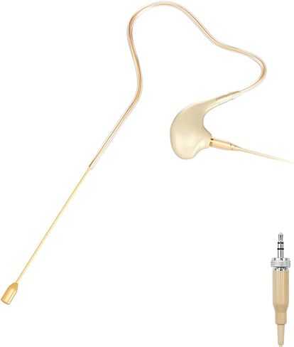 KIMAFUN Headset/Headworn Microphone Single Earset Ear-Hook Over Ear Hanging Condenser Mic Compatible with Audio Technica Wireless System Bodypack Transmitter, Performance, Theater, Lecture - Beige T4 in Kuwait