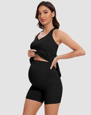 M MOTEEPI Women Maternity Summer Casual Athletic Dress Split Ruched Pregnancy Bodycon Dress for Photoshoot Baby Shower in Kuwait