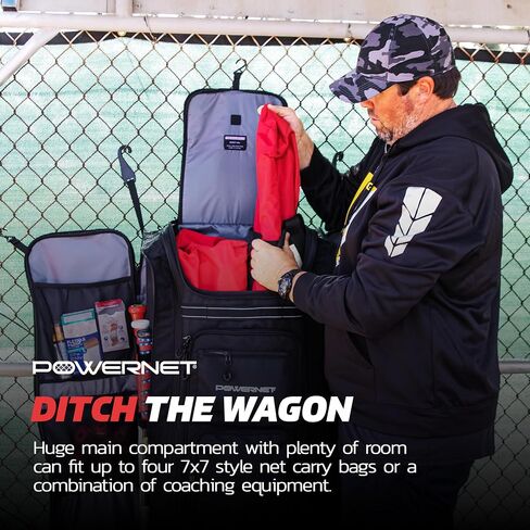 حقيبة PowerNet Optimus Rolling Baseball Gear مع أكمام مضرب وخطاطيف تعليق ومقصورة للمربط in Kuwait