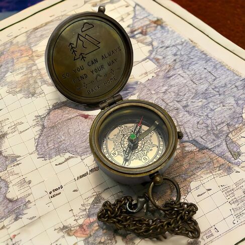 Solid Brass Compass with Case Engraved Functional Compass Camping Hiking Religious Easter Communion Compass in Saudi Arabia