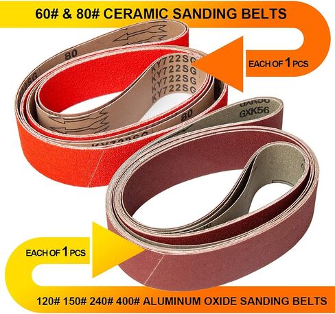20 Pack 1/2 x 18 Inch High Performance Ceramics and Silicon Carbide Sanding Belts - 4 Pcs Each of 60 80 120 180 and 240 Grits Premium Gap polishing Sanding Belts in Saudi Arabia