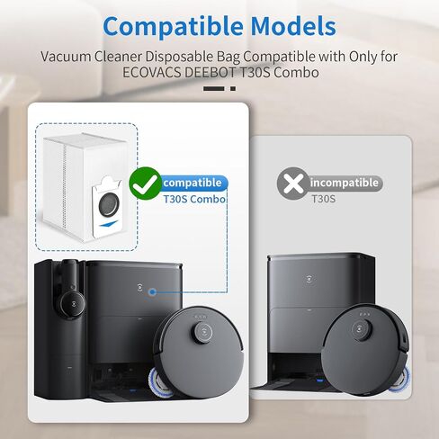 14 Pack T30S Combo Places Gust Facs متوافقة مع فقط مع Ecovacs Deebot T30S Combo Colbo Pracuum ، أكياس تفريغ كبيرة يمكن التخلص منها. 【لا يناسب نماذج T30s الأخرى】 in Kuwait