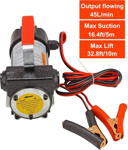 BLACKHORSE-RACING 12V DC Electric Fuel Transfer Pump Diesel Kerosene Oil Commercial Fuel Transfer Extractor Pump Motor Auto w/Hose & Nozzle in Saudi Arabia