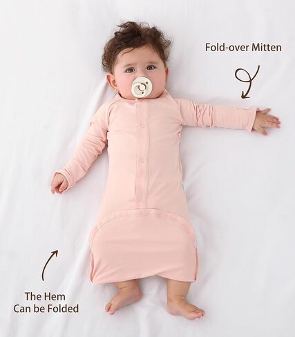 طفل ثوب نائم الطفل مصنوع من الخيزران ، والحيوانات حديثي الولادة للجنسين أكياس نوم طويلة الأكمام مع القفازات in Kuwait