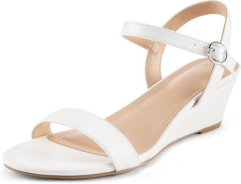 mysoft Women's Wedge Sandals 2 Inch Low Heel Open Toe Ankle Strap Summer Wedding Party Dress Shoes in Saudi Arabia