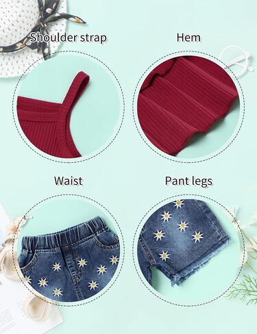 oklady Toddler Girl Clothes Ruffle Daisy Sleeveless Tank Tops and Denim Shorts Girls Summer Outfits in Saudi Arabia