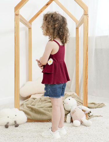 oklady Toddler Girl Clothes Ruffle Daisy Sleeveless Tank Tops and Denim Shorts Girls Summer Outfits in Saudi Arabia