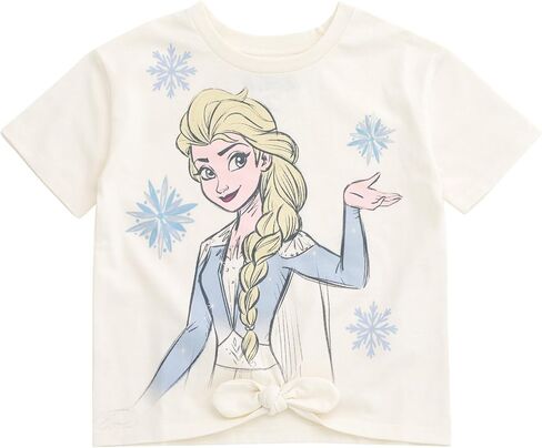 Disney Girls Crop Top T-Shirt and Metallic Shorts Outfit Set Toddler to Big Kid Sizes (2T - 14-16) in Saudi Arabia