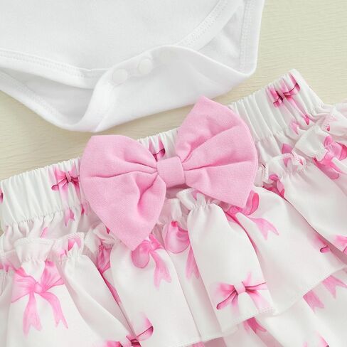 Newborn Baby Girl Summer Clothes Bow Embroidery Short Sleeve Romper Bodysuit Ruffle Shorts Headband 3Pcs Set Cute Outfits in Kuwait