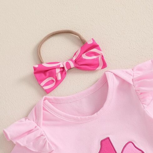 Newborn Baby Girl Summer Clothes Bow Embroidery Short Sleeve Romper Bodysuit Ruffle Shorts Headband 3Pcs Set Cute Outfits in Kuwait