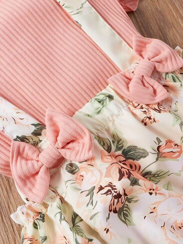 Fanvereka Newborn Infant Baby Girl Summer Outfits Romper Dress Flower Toddler Girls Tops Suspender Shorts + Headband Set in Kuwait