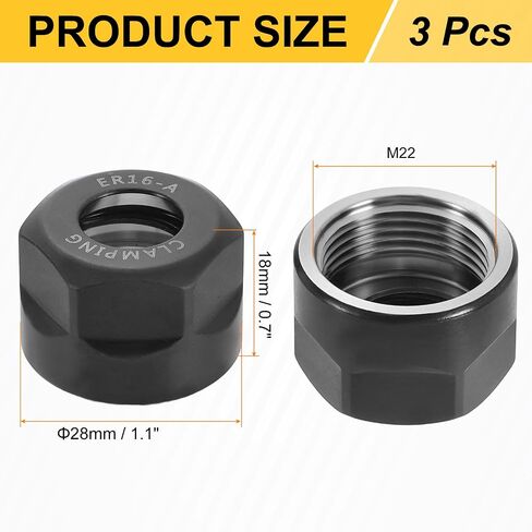 uxcell 3pcs Clamping ER16A(M22) Collet Clamping Nuts for CNC Milling Chuck Holder Lathe in Saudi Arabia