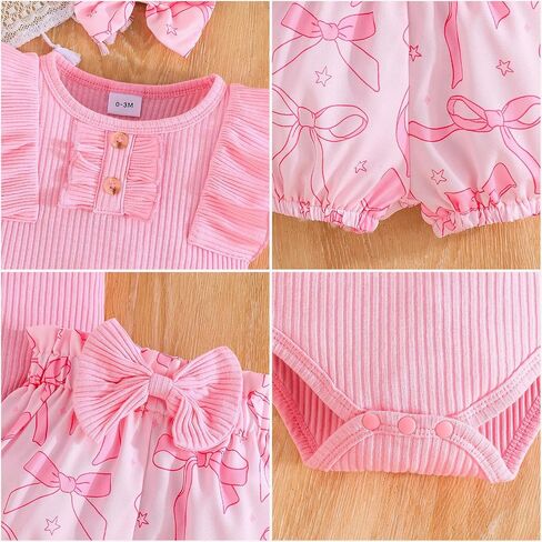 Newborn Girl Summer Clothes Floral Romper Infant Baby Girls Shorts Summer Set Toddler 1st Birthday Outfits 0-18M in Saudi Arabia