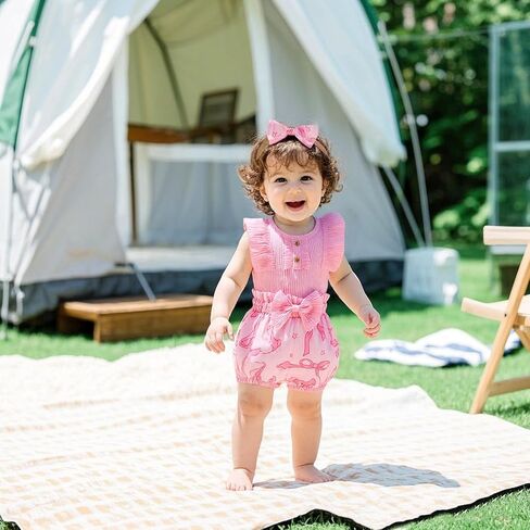 Newborn Girl Summer Clothes Floral Romper Infant Baby Girls Shorts Summer Set Toddler 1st Birthday Outfits 0-18M in Saudi Arabia