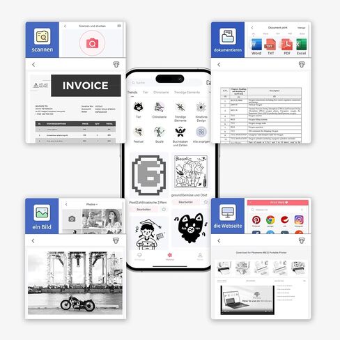 Portable Printer Wireless Bluetooth Compatible with Apple iPhone iPad Android - A4 Inkless Printer Support 8.5x11"/8.26"/4"/3"/2" Thermal Paper - Suitable for TraveL Home, Office, School, Car, Outdoor in Saudi Arabia