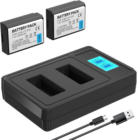 LP-E10 بطارية 2-pack 1600mAh وشاحن USB سريع المزدوج لـ Canon LP E10 ، EOS REBEL T7 T6 T3 T3 T100 ، KISS X50 X70 X80 X90 ، EOS 1100D 1200D 1300D 1500D 2000D 3000D 4000D 4000D 4000D CAMERAS in Kuwait