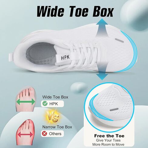 Wide Toe Box Shoes Women Air Cushion Running Shoes Extra Wide Width Sneakers Ultra Light Tennis Arch Support Walking Diabetic Plantar Fasciitis Athletic in Saudi Arabia